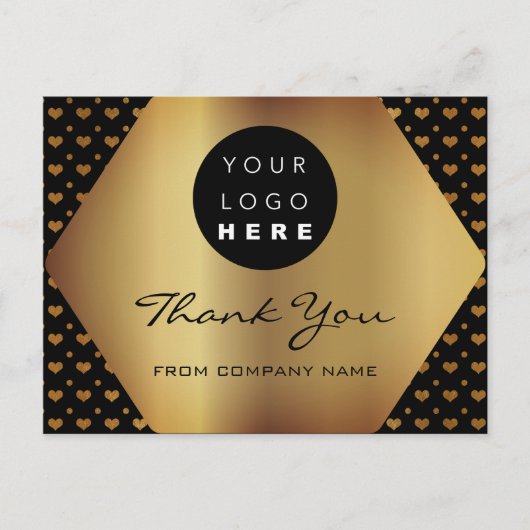 Vielen Dank für Ihren Einkauf Herz Black Gold Logo Postkarte (Vorderseite)