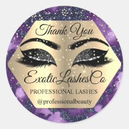 Vielen Dank für Ihren Einkauf Lila Eyelashes Runder Aufkleber
