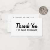 Vielen Dank für Ihren Einkauf Moderne Minimalschri Mitteilungskarte (Vorderseite/Rückseite Beispiel)