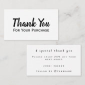 Vielen Dank für Ihren Einkauf Moderne Minimalschri Mitteilungskarte (Vorne/Hinten)