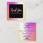 Vielen Dank für Ihren Einkauf Öl Slick und schwarz Quadratische Visitenkarte (Vorne/Hinten)