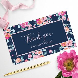 Vielen Dank für Ihren Einkauf Pink Roses Floral Visitenkarte
