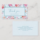 Vielen Dank für Ihren Einkauf Pink Roses Floral Visitenkarte (Vorne/Hinten)