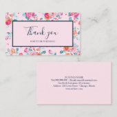Vielen Dank für Ihren Einkauf Pink Roses Floral Visitenkarte (Vorne/Hinten)