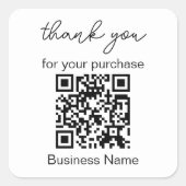 Vielen Dank für Ihren Einkauf QR Code White Quadratischer Aufkleber (Vorderseite)