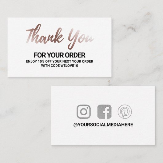 Vielen Dank für Ihren eleganten Gold Metallic Raba Visitenkarte (Vorne/Hinten)