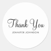 Vielen Dank für Ihren eleganten Script Text Indivi Runder Aufkleber (Vorderseite)
