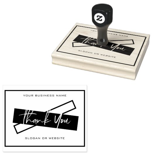 Vielen Dank für Ihren Firmennamen Website Black Ma Gummistempel (Stempel)