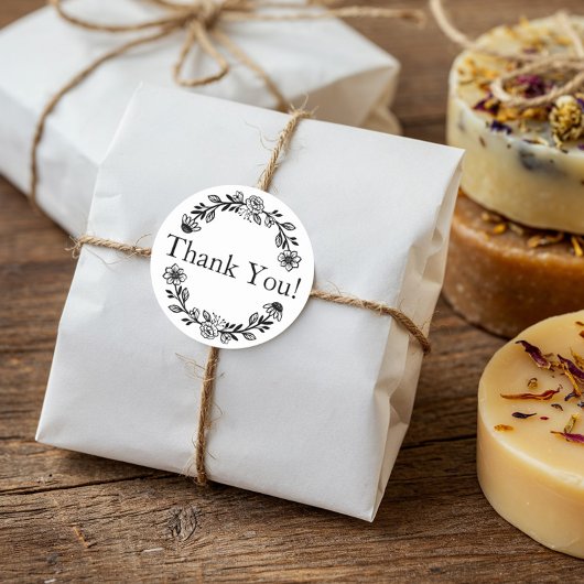 Vielen Dank für Ihren floralen Kranz Runder Aufkleber