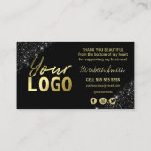 Vielen Dank für Ihren Kauf Black Glitzer Gold Tint Visitenkarte (Rückseite)