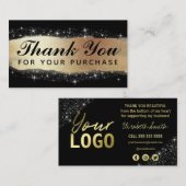 Vielen Dank für Ihren Kauf Black Glitzer Gold Tint Visitenkarte (Vorne/Hinten)