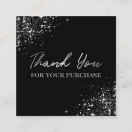 Vielen Dank für Ihren Kauf Black Silver Glitzer Quadratische Visitenkarte