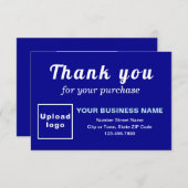 Vielen Dank für Ihren Kauf Blue Flat Card Dankeskarte (Vorne/Hinten)