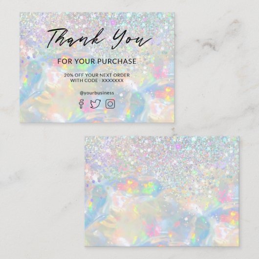 Vielen Dank für Ihren Kauf Glitzer opal Visitenkarte (Vorne/Hinten)