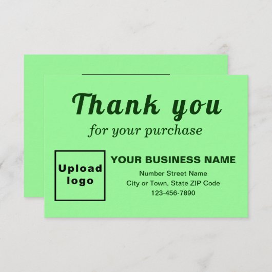 Vielen Dank für Ihren Kauf Light Green Flat Card Dankeskarte (Vorne/Hinten)
