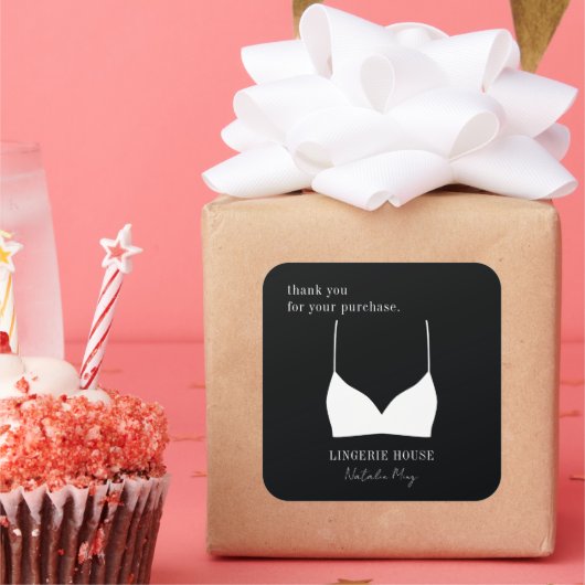Vielen Dank für Ihren Kauf Lingerie Boutique Quadratischer Aufkleber (Party)