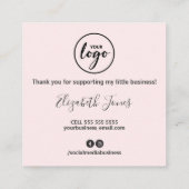 Vielen Dank für Ihren Kauf Lush Ink Black Pink Quadratische Visitenkarte (Rückseite)