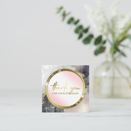 Vielen Dank für Ihren Kauf Lush Ink Black Pink Quadratische Visitenkarte (Stehend Vorderseite)