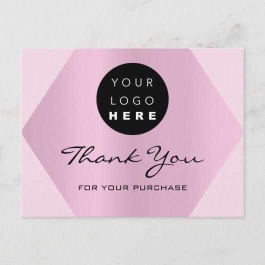 Vielen Dank für Ihren Kauf Pink Custom Logo Postkarte (Vorderseite)