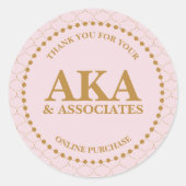 Vielen Dank für Ihren Kauf Pink Gold Monogram Runder Aufkleber (Vorderseite)