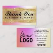 Vielen Dank für Ihren Kauf rosa holografische Kart Visitenkarte (Vorne/Hinten)