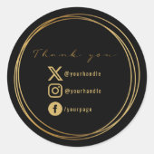 Vielen Dank für Ihren Kauf, Schwarz und Gold Runder Aufkleber (Vorderseite)