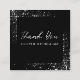 Vielen Dank für Ihren Kauf Silver Glitzer Black Quadratische Visitenkarte