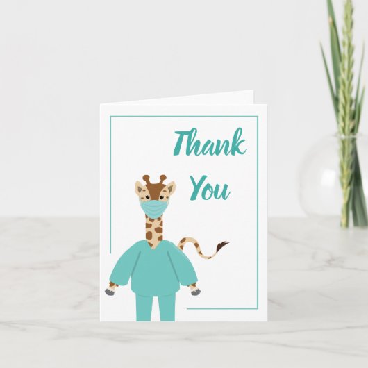 Vielen Dank für Ihren Krankenpfleger Giraffe Carto Dankeskarte (Vorderseite)