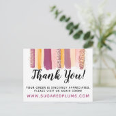 Vielen Dank für Ihren Lila und goldenen Paint Stro Postkarte (Stehend Vorderseite)