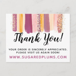 Vielen Dank für Ihren Lila und goldenen Paint Stro Postkarte