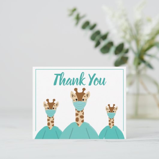 Vielen Dank für Ihren medizinischen Arzt Giraffe C Dankeskarte (Stehend Vorderseite)