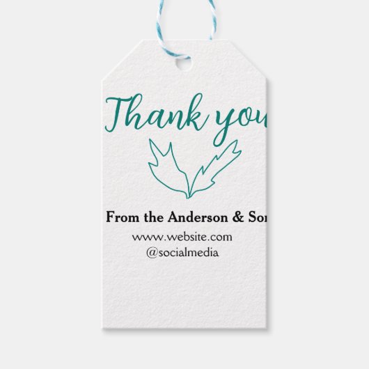 Vielen Dank für Ihren Namen auf der Website des Un Geschenkanhänger (Vorderseite)