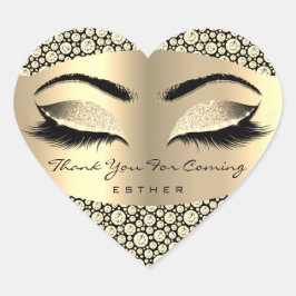 Vielen Dank für Ihren Namen Heart Diamond Gold Herz-Aufkleber
