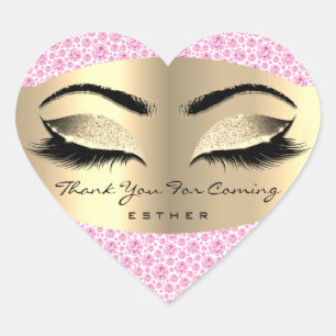 Vielen Dank für Ihren Namen Heart Pink Gold Herz-Aufkleber
