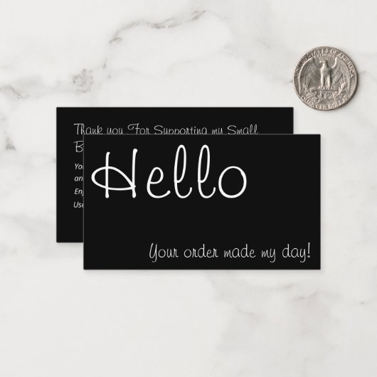 Vielen Dank für Ihren Oder Black & White Rabatt Mitteilungskarte (Vorderseite/Rückseite Beispiel)