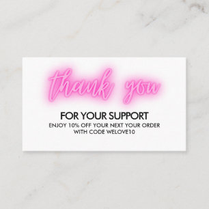 Vielen Dank für Ihren Rabatt auf Pink Neon Instag Visitenkarte