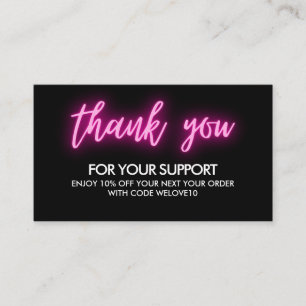Vielen Dank für Ihren Rabatt auf Pink Neon Instagr Visitenkarte