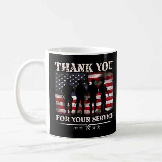 Vielen Dank für Ihren Service American Flag Vetera Kaffeetasse (Links)