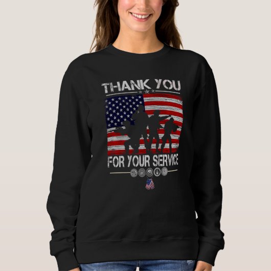 Vielen Dank für Ihren Service Patriotic Veterans D Sweatshirt (Vorderseite)