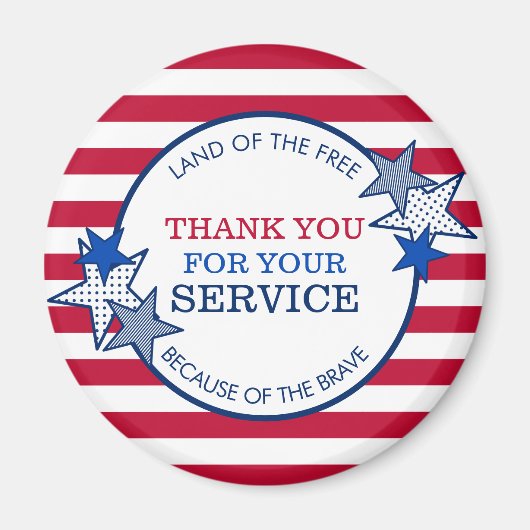 Vielen Dank für Ihren Service Veterans Stars Strip Magnet (Vorne)