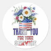 Vielen Dank für Ihren Service Veterans Stars Strip Runder Aufkleber (Vorderseite)