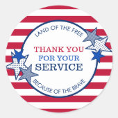 Vielen Dank für Ihren Service Veterans Stars Strip Runder Aufkleber (Vorderseite)