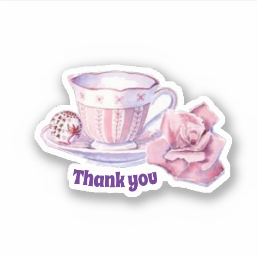Vielen Dank für Kaffee und Rose Aufkleber (Vorderseite)