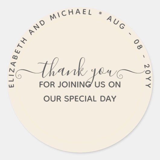 Vielen Dank für Monochrome Runder Aufkleber (Vorderseite)