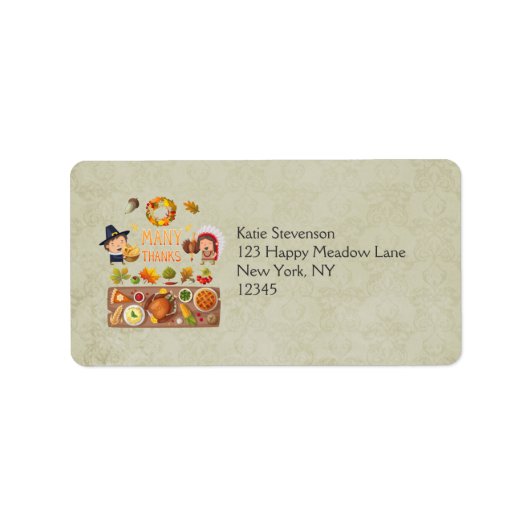 Vielen Dank für Pilgrim und das native Erntedank F Adressaufkleber (Vorne)