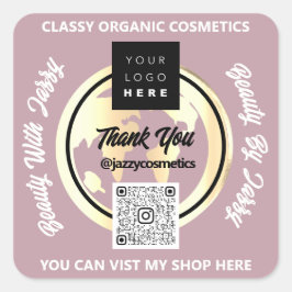 Vielen Dank für QR Code Logo Gold MAP Globe Quadratischer Aufkleber