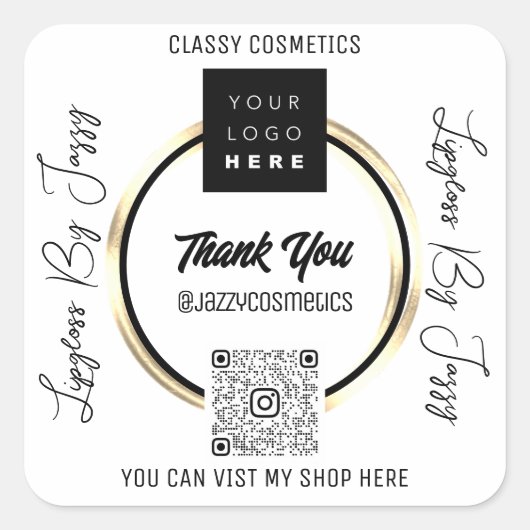 Vielen Dank für QR-Logoprüfung Quadratischer Aufkleber (Vorderseite)