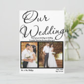 Vielen Dank für unser Hochzeitsszenario Schwarz-we Einladung (Stehend Vorderseite)