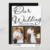 Vielen Dank für unser Hochzeitsszenario Schwarz-we Einladung (Vorne/Hinten)