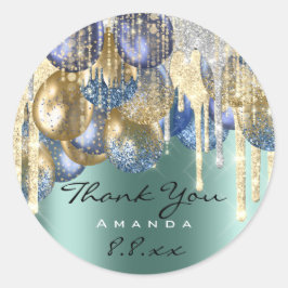 Vielen Dank für Wedthday Ballon Aquamarin Tropfens Runder Aufkleber